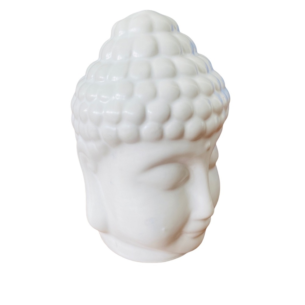 NEW Set of 2 Small White Buddha Head Ceramic Statues - Picture 4 of 11